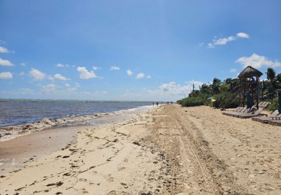 The beach at Royalton Splash Riviera Cancun after sargassum clean up efforts! Not bad!